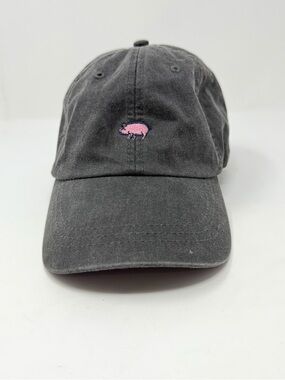 ADAMS Pink Pig Apparel Embroidered Pig Ball Hat in Gray